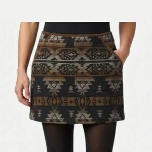 SKHOOP Patsy Wool Blend Mini Skirt Sz S Geometric Nordic Side Zip Gorpcore